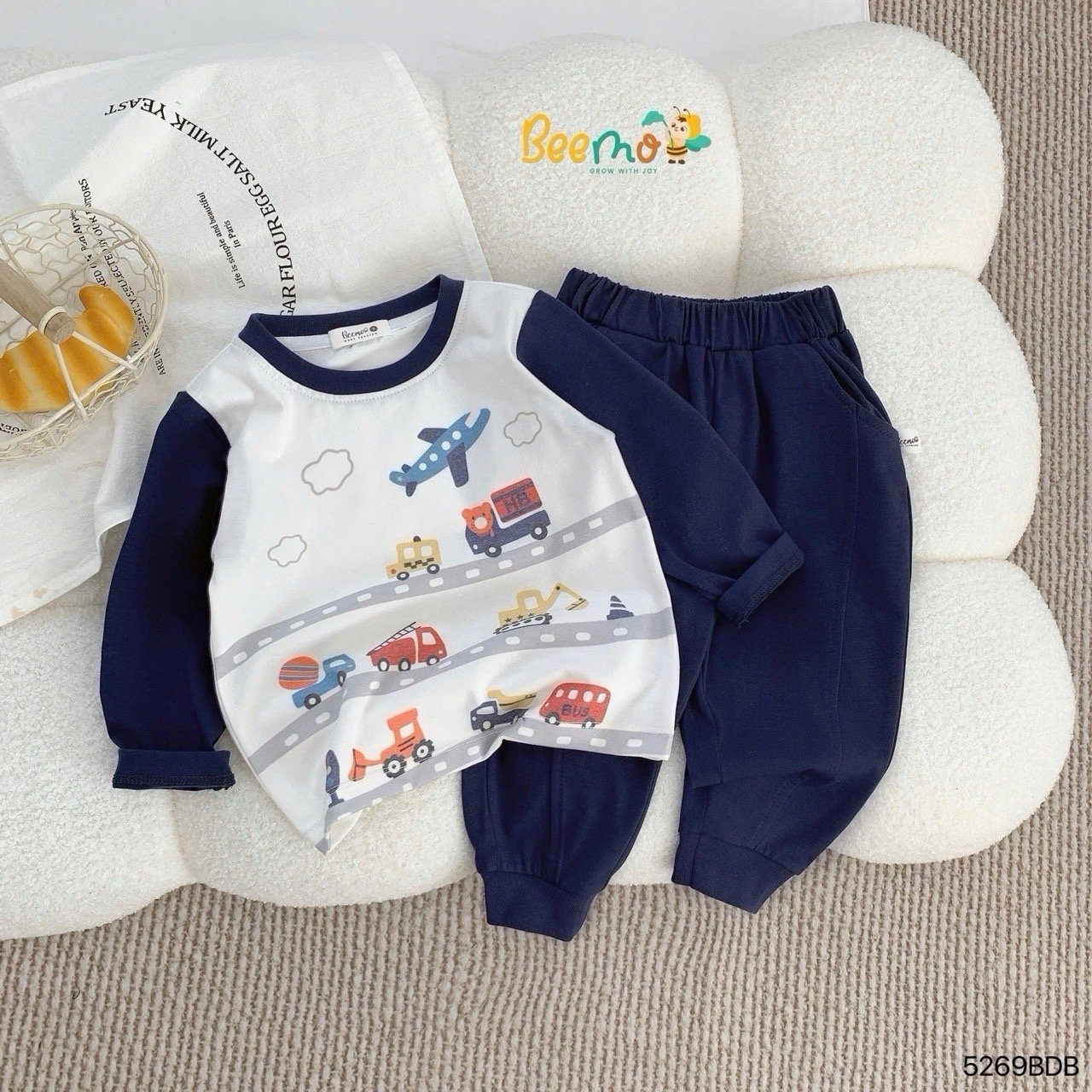 4330BDB - Set áo thun in chữ Beemo cho bé
