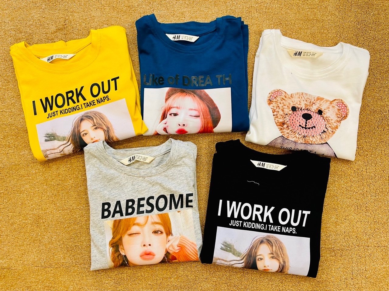 Bộ cotton dài tay HM nhiều hình bé gái 7-16y