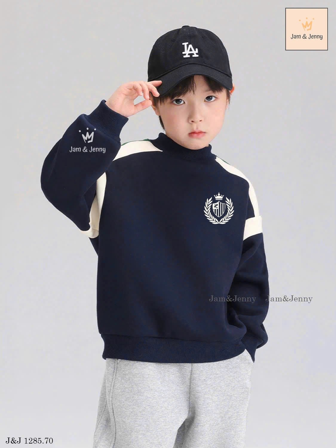 JJ 1285 - Set bộ nỉ Jam & Jenny áo navy New York + quần ghi bé trai size 2-12y