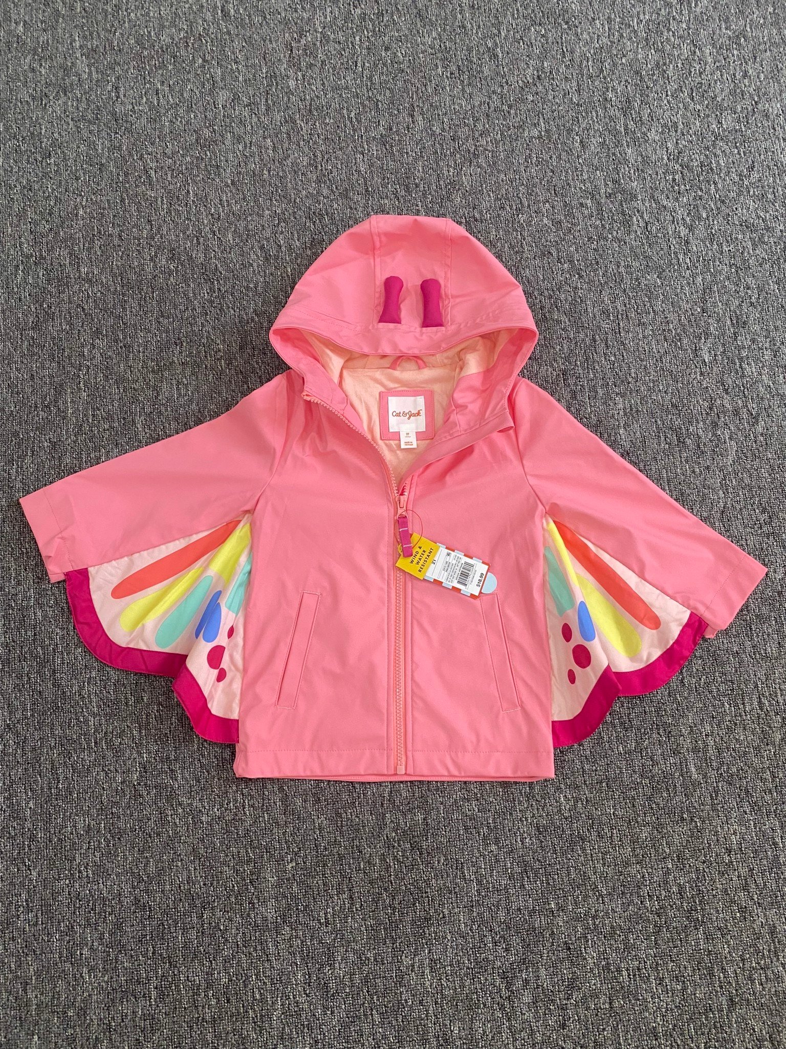 Áo khoác raincoat Cat Jack hồng hình bướm BG 1-5y