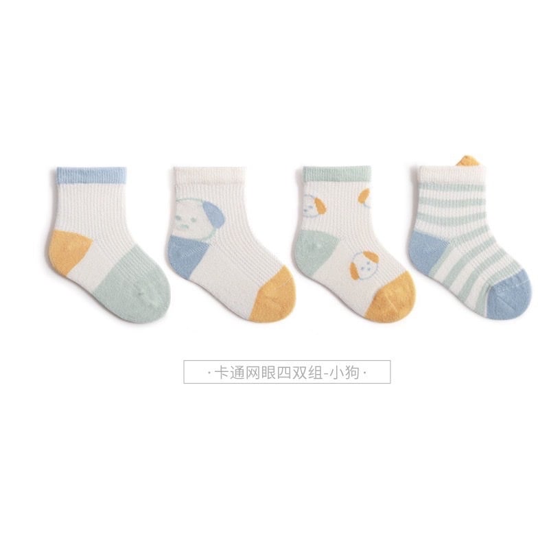 Set 4 tất lưới cao cổ Nemo Baby phối màu mũi gót
