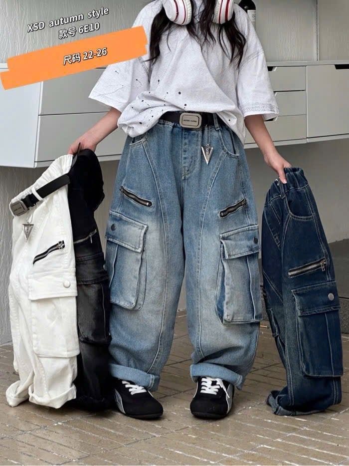 6E10 - Quần jean túi hộp nhiều màu cho bé size 100-140
