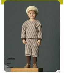 Bộ nỉ len quần lửng MM xuất Hàn họa tiết nâu cho bé size 100-130