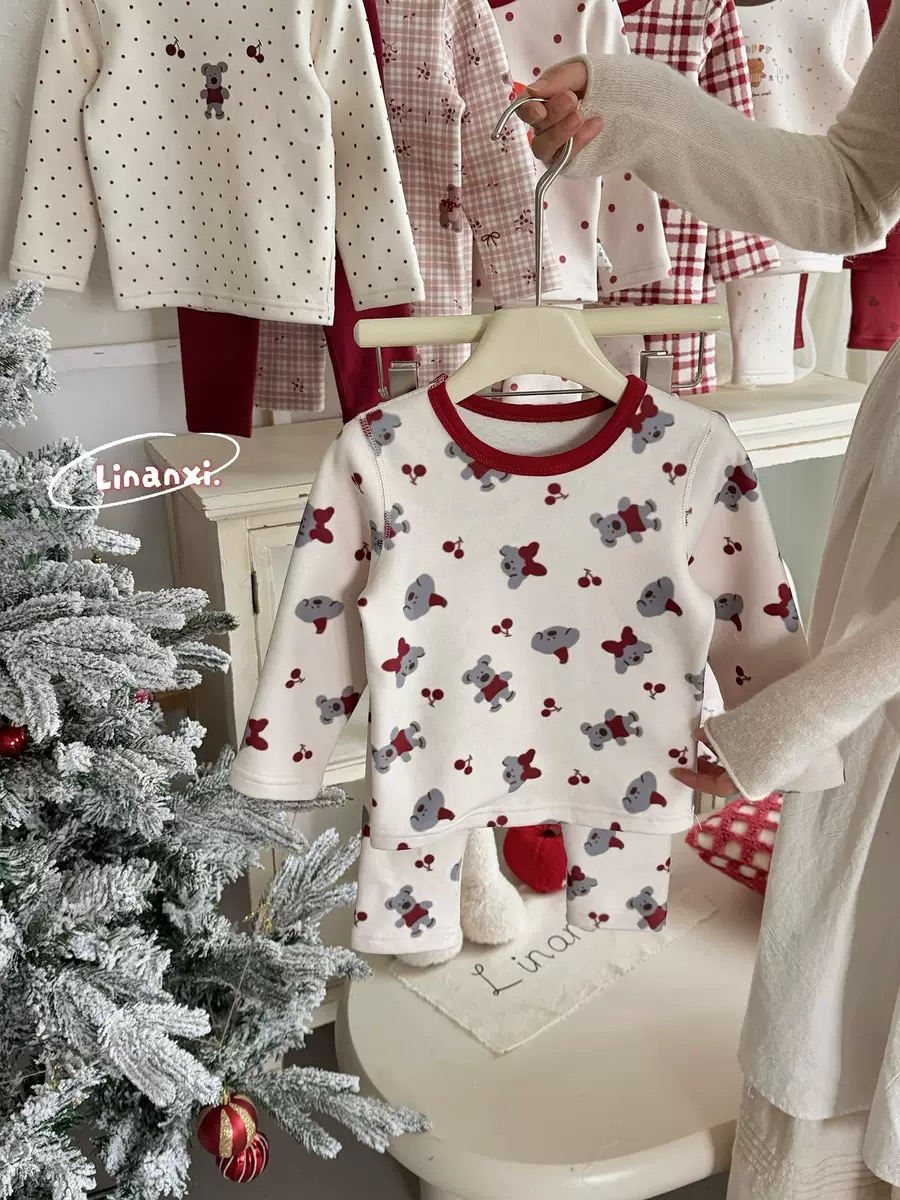 88437 - Bộ nỉ Linanxi dày ấm chủ đề noel nhiều mẫu cho bé size 90-140