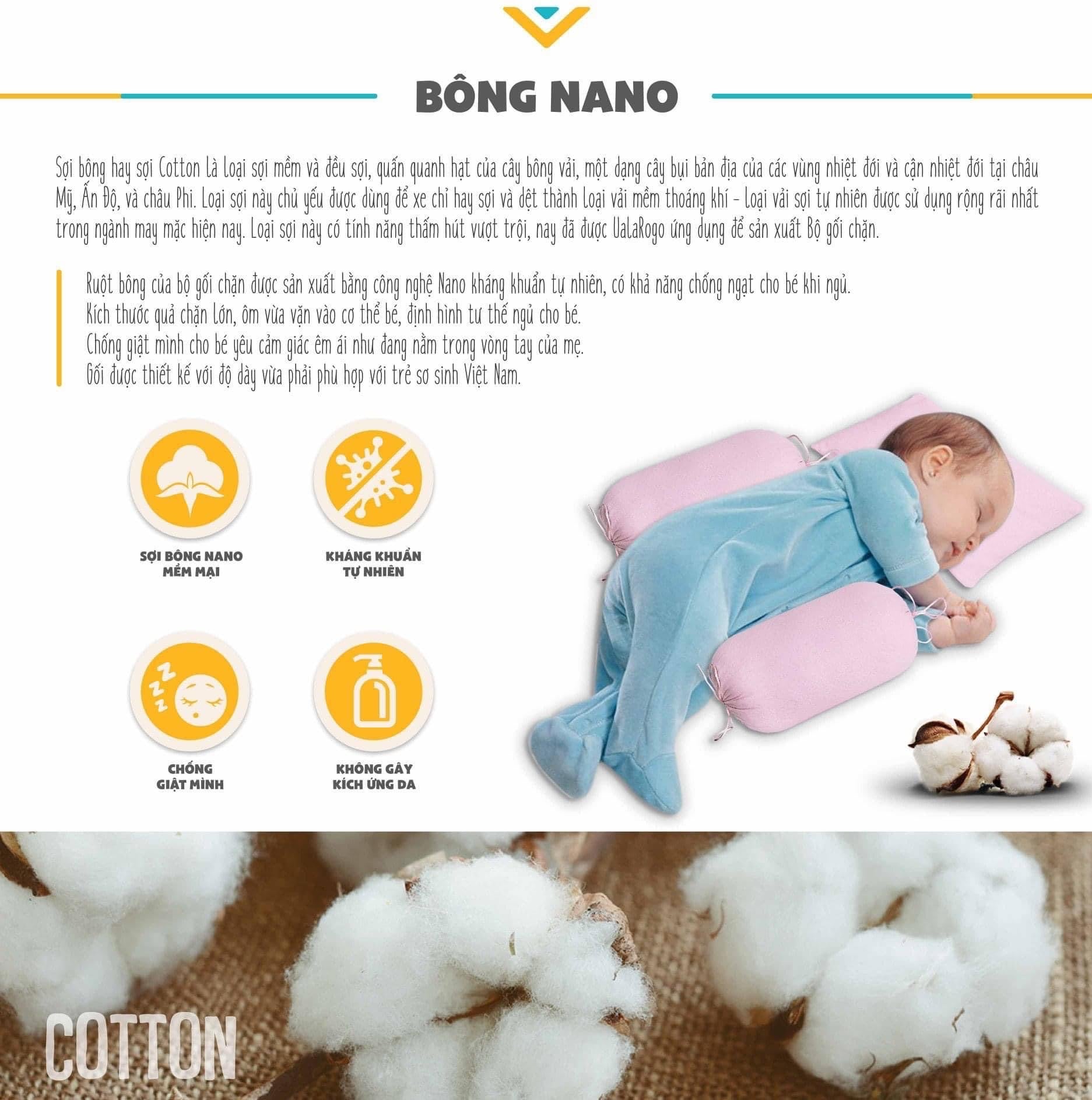 Bộ gối chặn Uala Rogo cho bé 4 màu