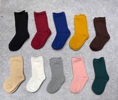 Tất len sọc gân trơn màu cao cổ xoăn size 1-10y