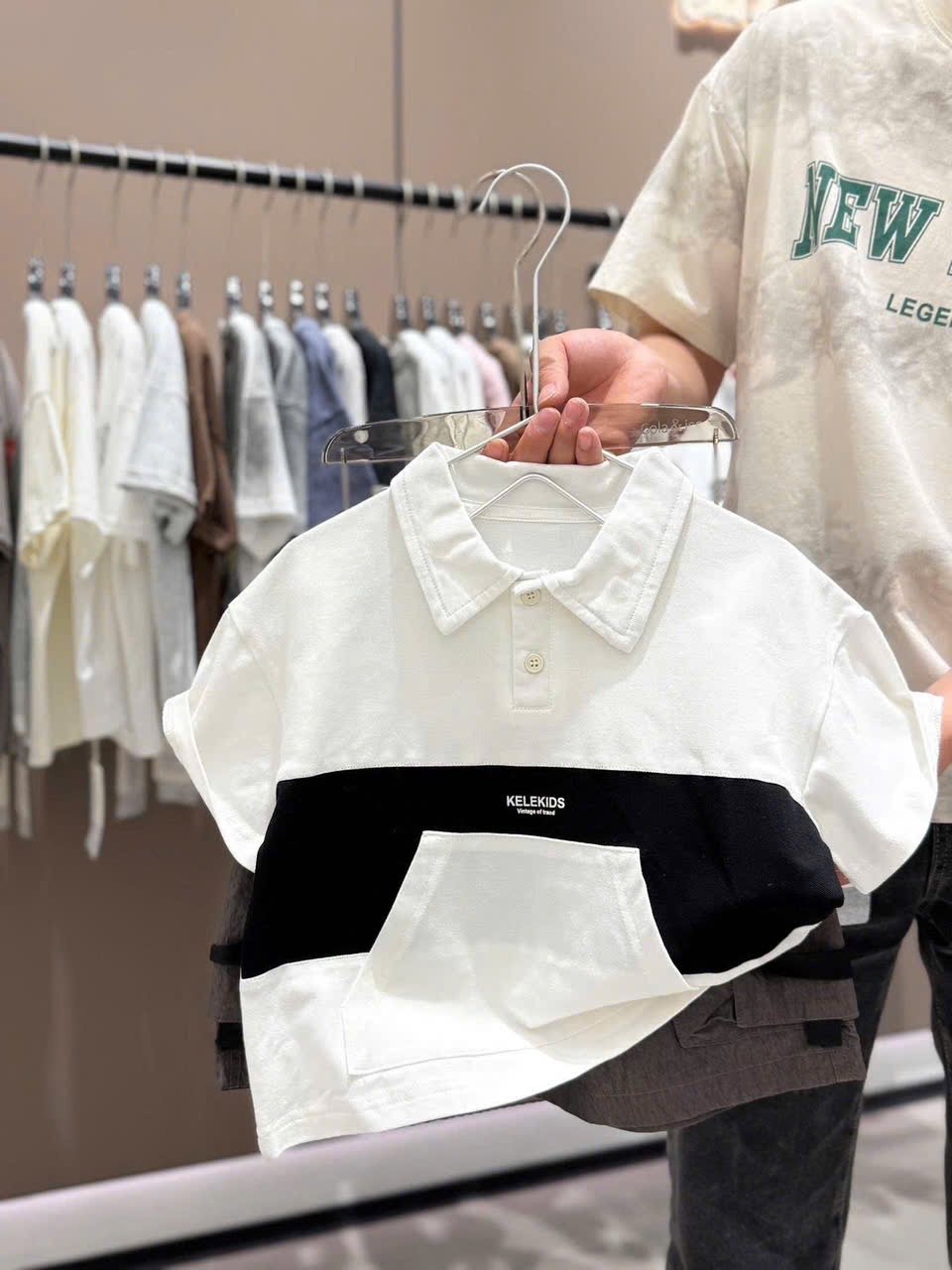 Áo thun QC polo cổ đức nhiều màu cho bé trai size 100-140