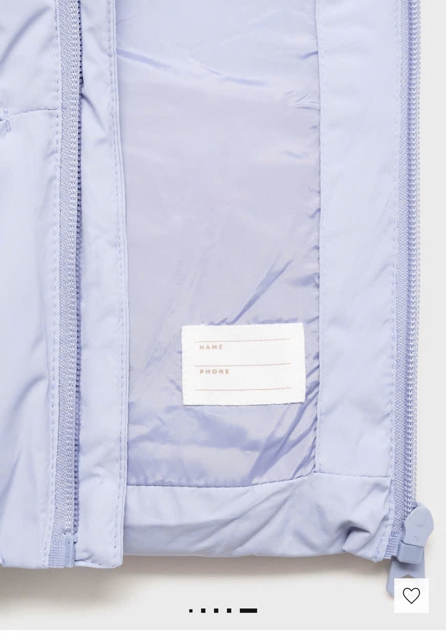 Áo khoác phao MNG 2 màu hồng/xanh tím cho bé size 1-6y