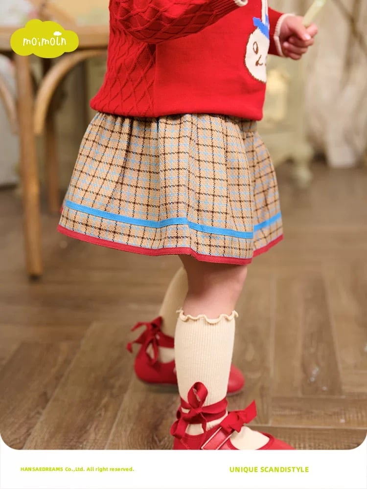 Chân váy MM xuất Hàn kẻ caro nâu bé gái size 90-110