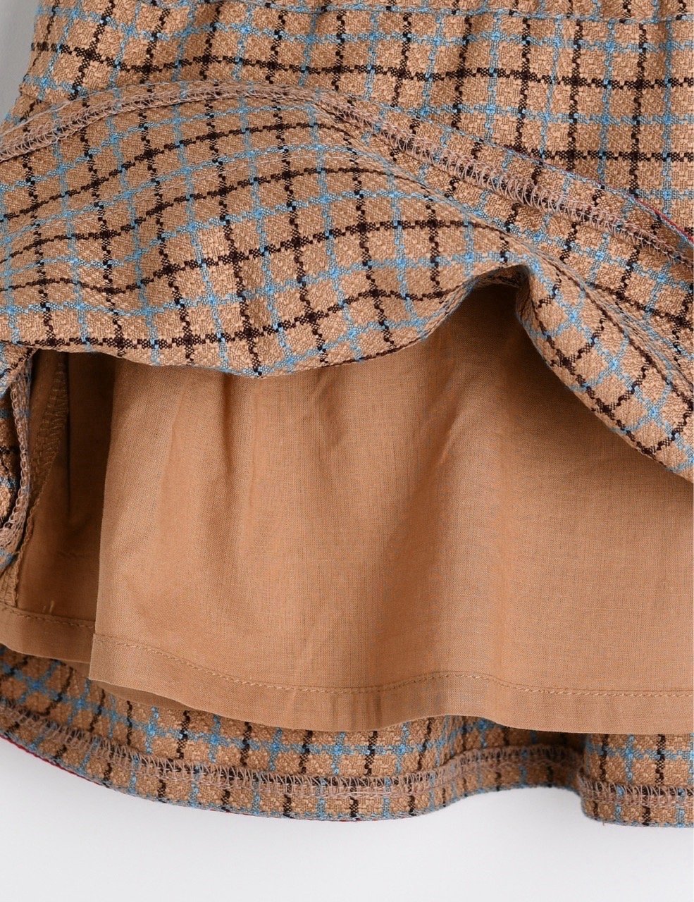 Chân váy MM xuất Hàn kẻ caro nâu bé gái size 90-110