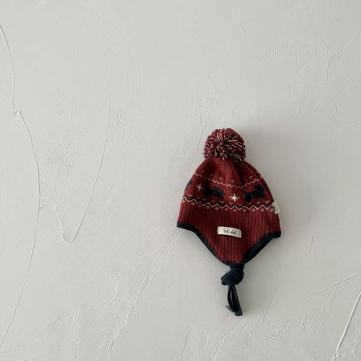 Mũ len chùm tai họa tiết cún nhiều màu cho bé size 1-4y