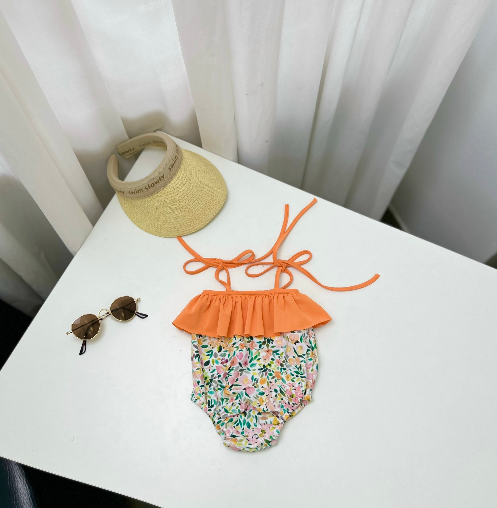 Bộ bơi liền Harifa buộc nơ vai bèo ngực 4 màu size 3m - 6y