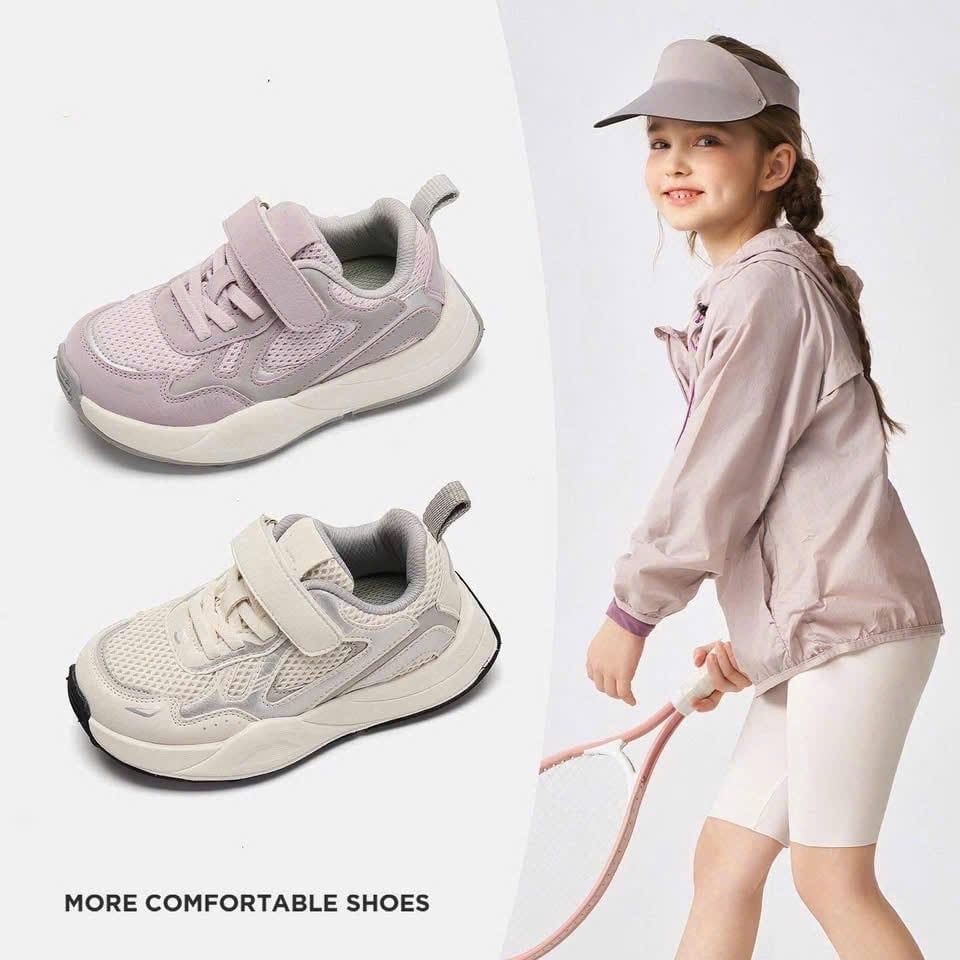 Giày thể thao siêu nhẹ 2 màu tím/kem cho bé size 27-37