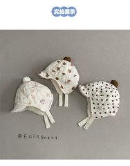 Mũ chần bông che tai màu trắng họa tiết size 46-50cm