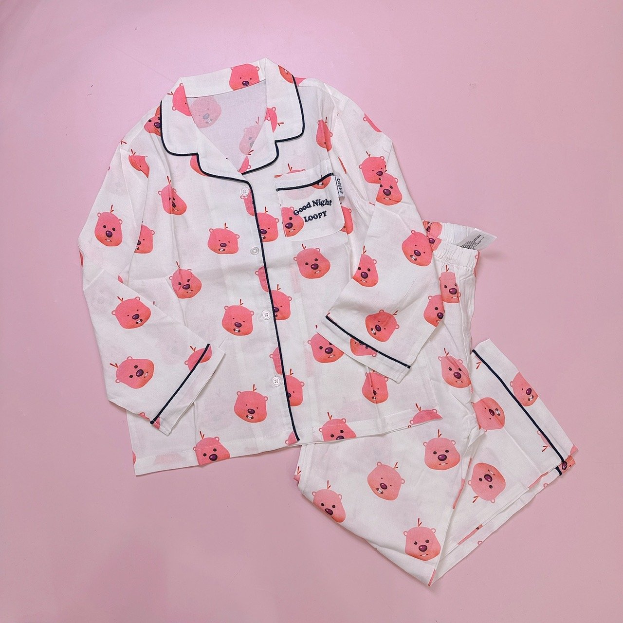 Pyjama thô dài tay vải Hàn nhiều mẫu cho bé size 110 - 160