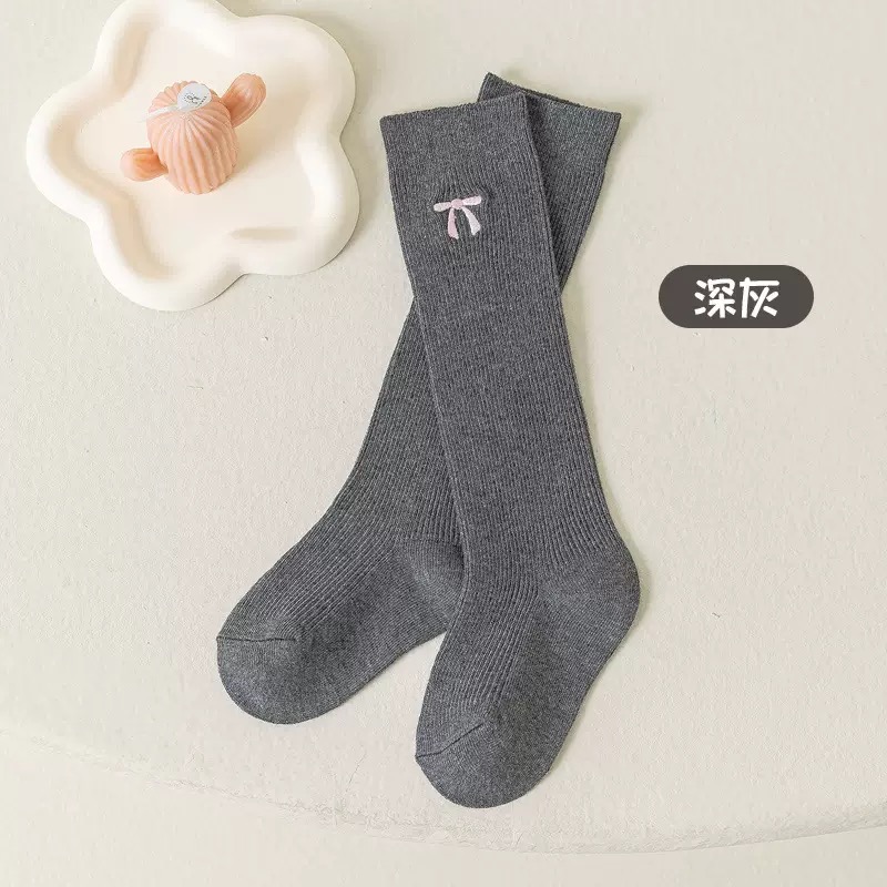 Tất cao cổ thêu nơ nhiều màu cho bé size 3-12y