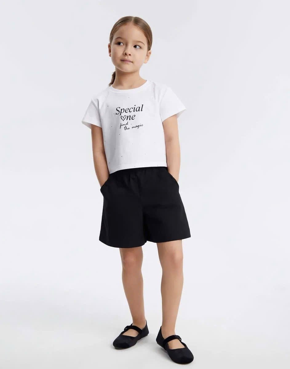 Quần short kaki GGJJ dư xịn túi nơ 2 màu kaki/đen bé gái size 2-8y