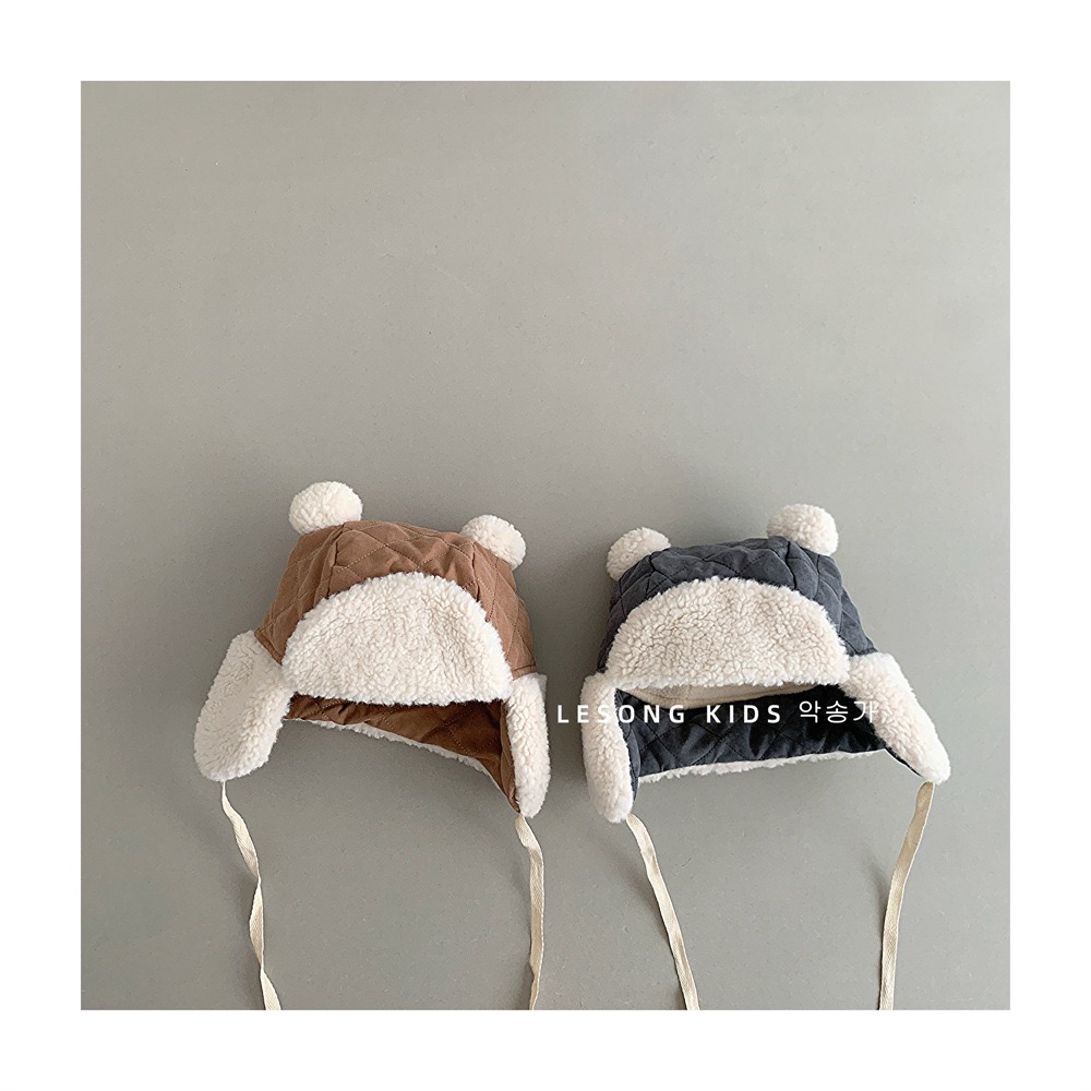 Mũ phi công chần bông tai gấu nhiều màu cho bé size 6m-2y