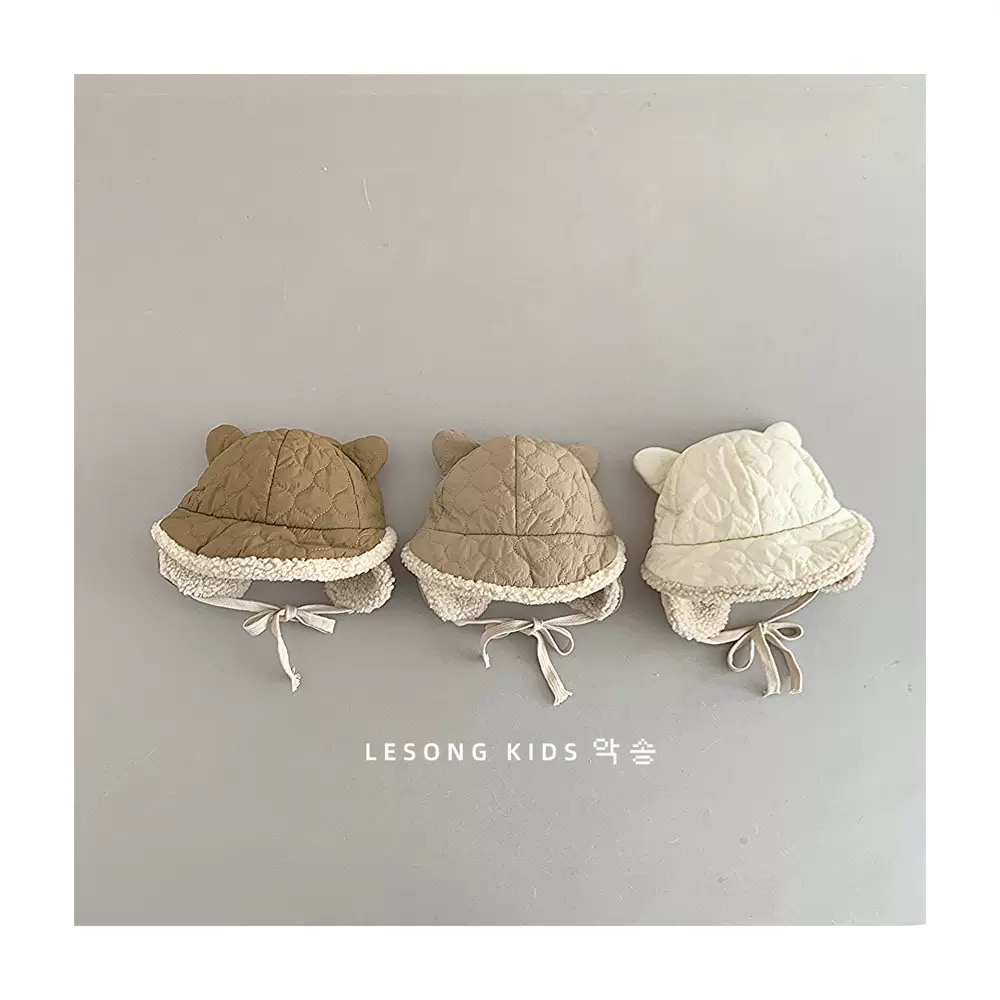 Mũ phao chần bông lót nỉ có che tai nhiều màu cho bé size 1-3y