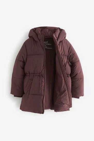 AK66 - Áo khoác phao màu đỏ mận rút eo cho bé size 4-16y