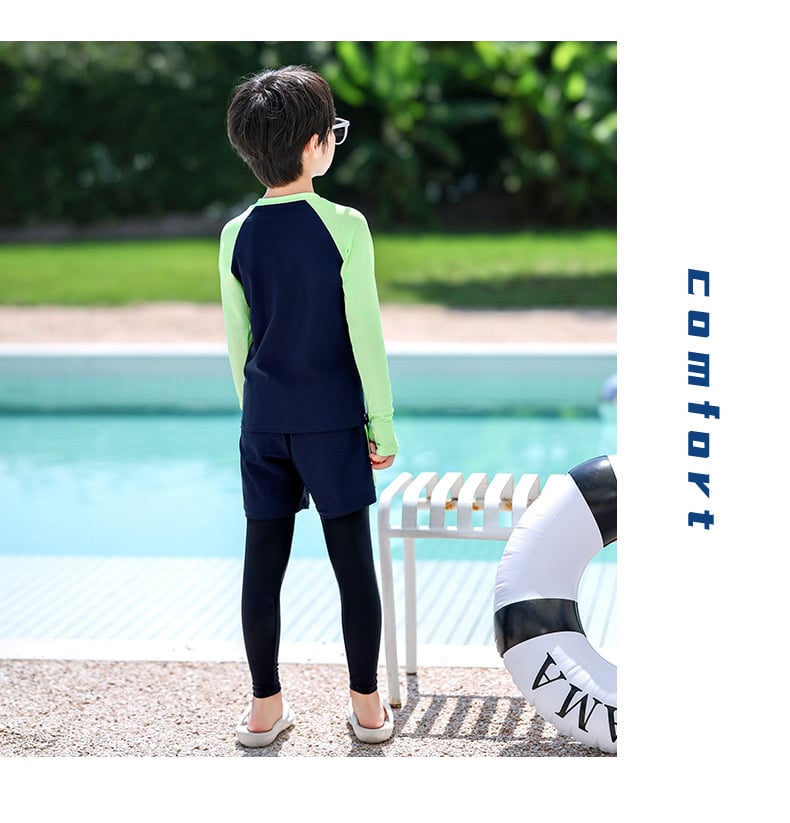 1166 - Bộ bơi YUKE dài tay, quần dài chống nắng bé trai size XL-6XL