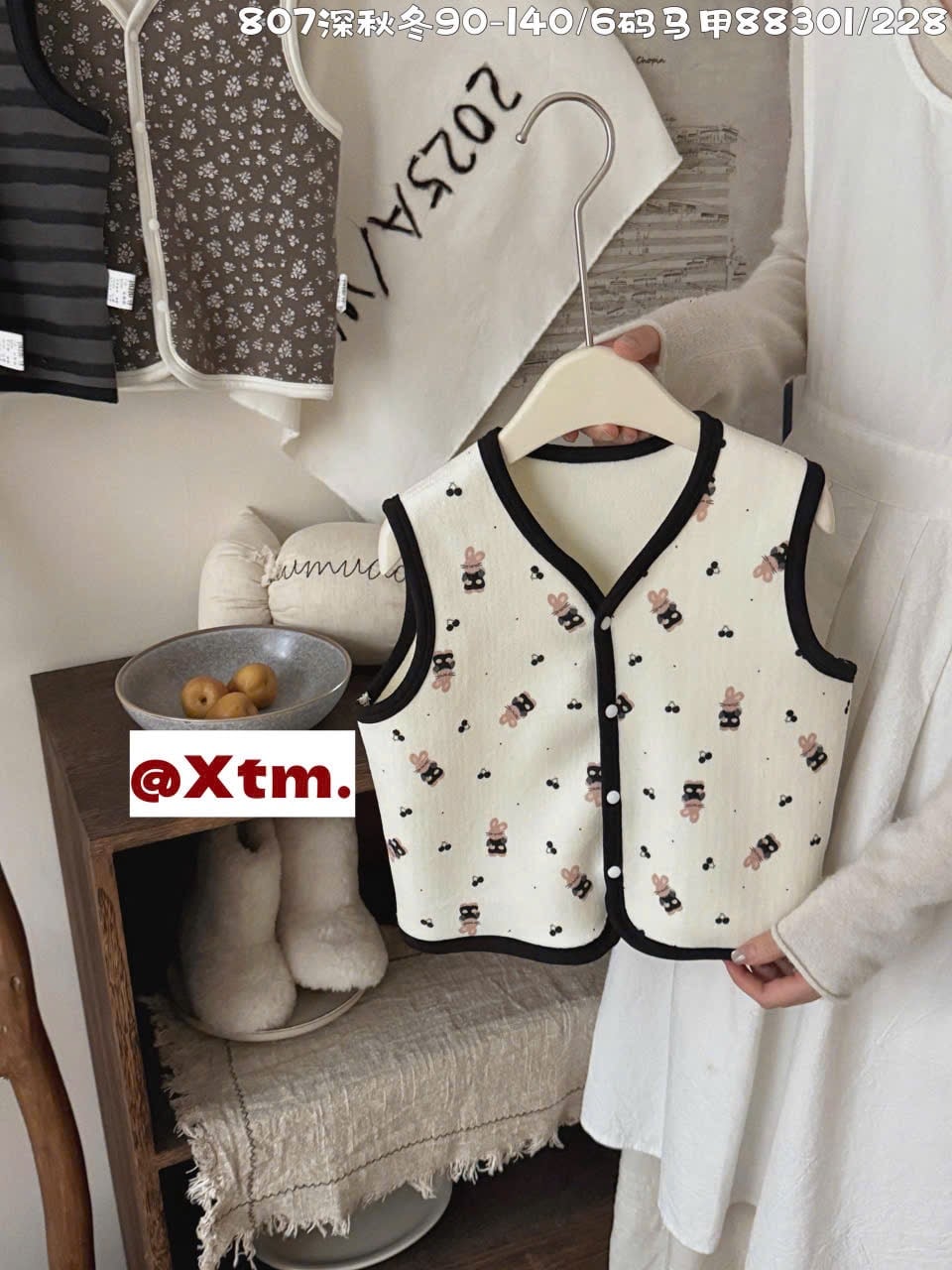 88301 - Áo gile nỉ LNX nhiều hình cho bé gái size 90 - 140