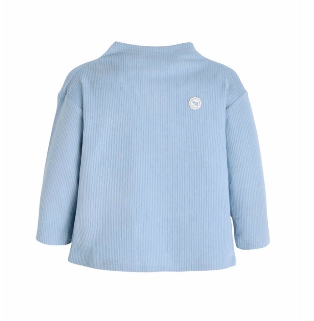 ABG34 - Áo cổ leo MM vải nỉ len 2 màu xanh/kem cho bé size 100-140