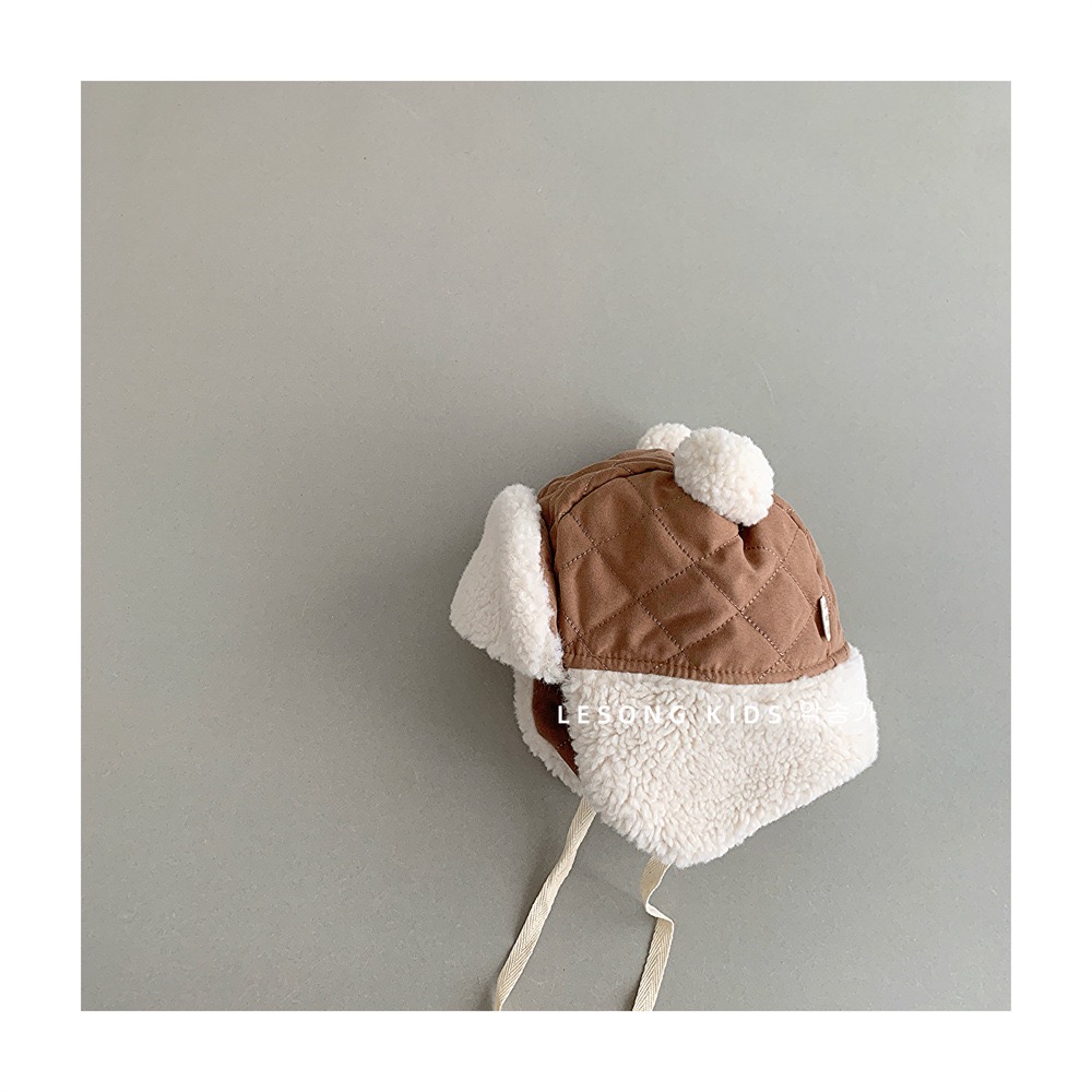 Mũ phi công chần bông tai gấu nhiều màu cho bé size 6m-2y