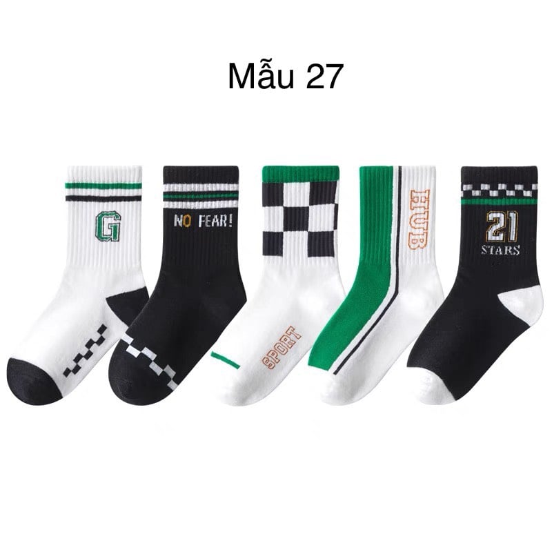 Set 5 tất Minliu Kids Socks nhiều hình Bé Trai size M - XXL ( 3 - 15y )