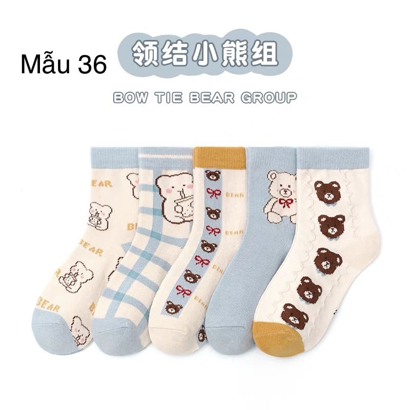SH2511PK01 - Set 5 đôi tất Minliu Kidsocks dành cho trẻ em, chất liệu cotton+polyester+spandex, NSX Man Luu Textile Company Limited