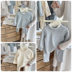 88267 - Bộ nỉ mỏng LNX phối cổ bèo trắng 3 mẫu Bé Gái size 90 - 140