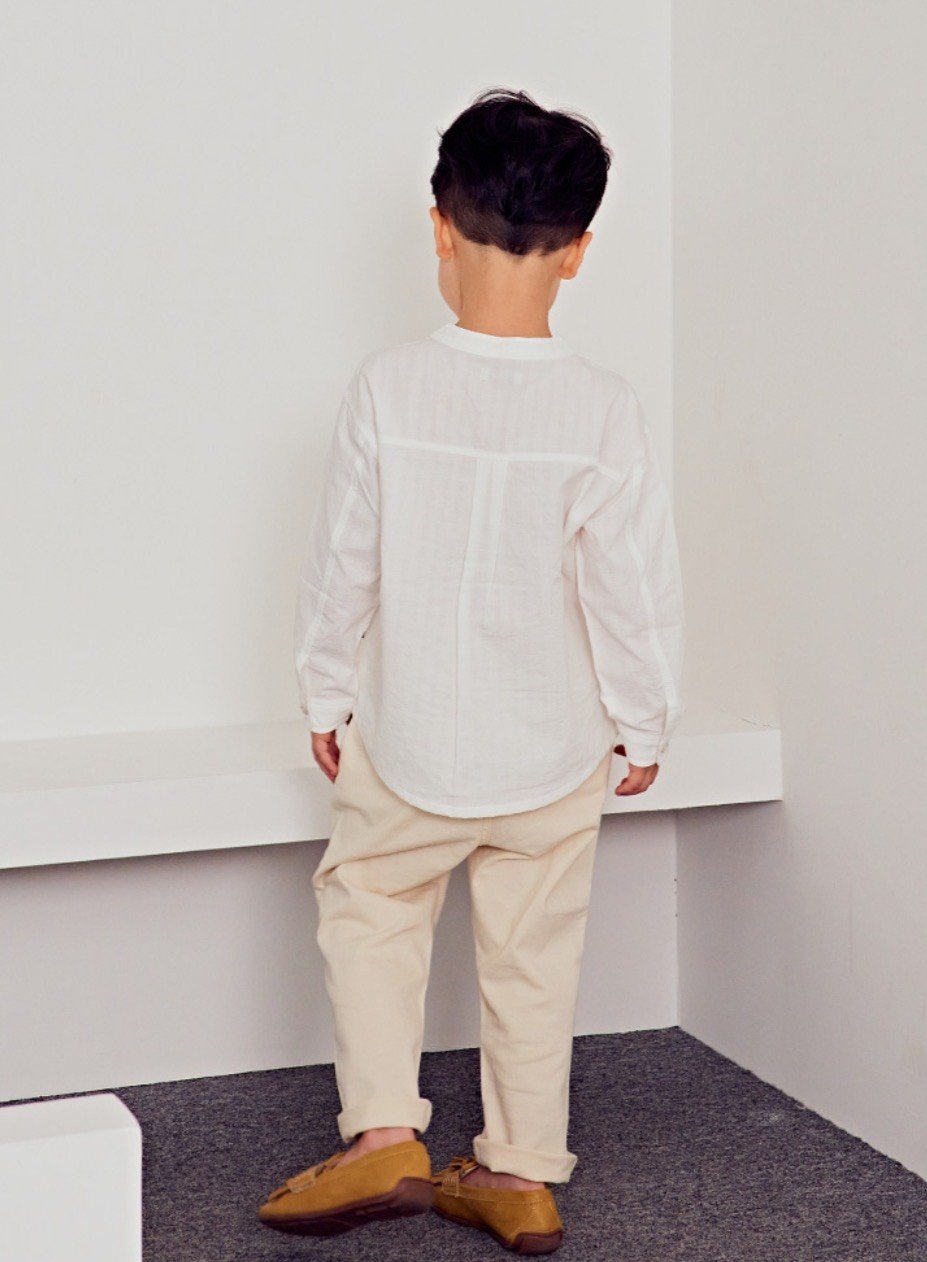 Áo sơ mi Toto Heros màu trắng cổ tàu size 100 - 150