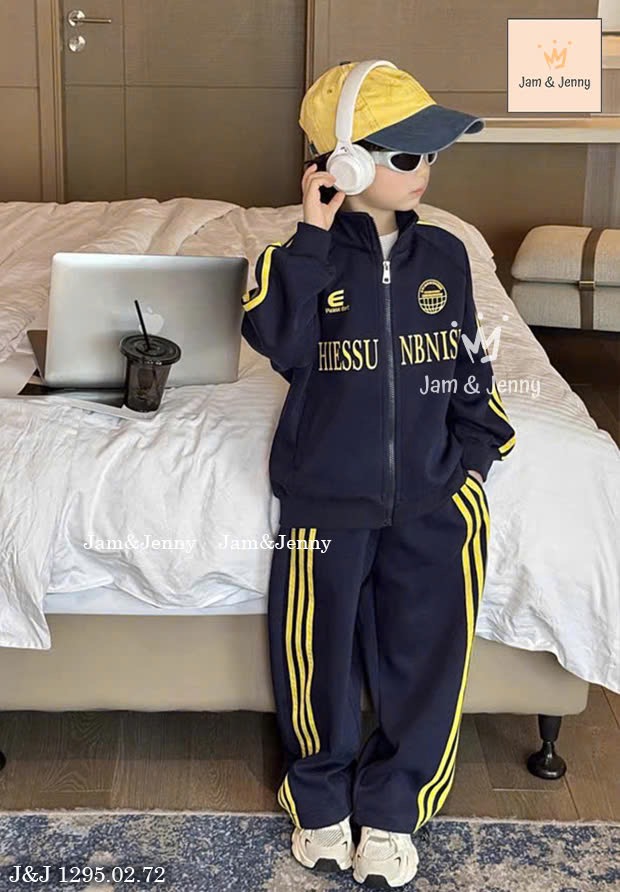 JJ 1295 - Bộ nỉ da cá Jam & Jenny kéo khóa Hiessu 2 màu bé trai size 2-12y