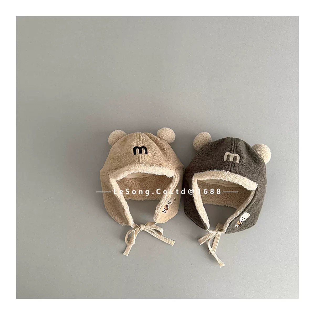 Mũ có tai lót nỉ giữ ấm cho trẻ em chất liệu vải nhung gân kích thước 48-50cm, NSX Yiwu Lesong