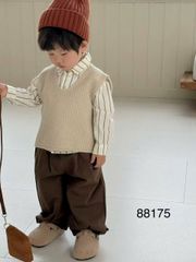 88175 - Set 3ct QC áo sơ mi + quần kaki + gile len bé trai size 90-130