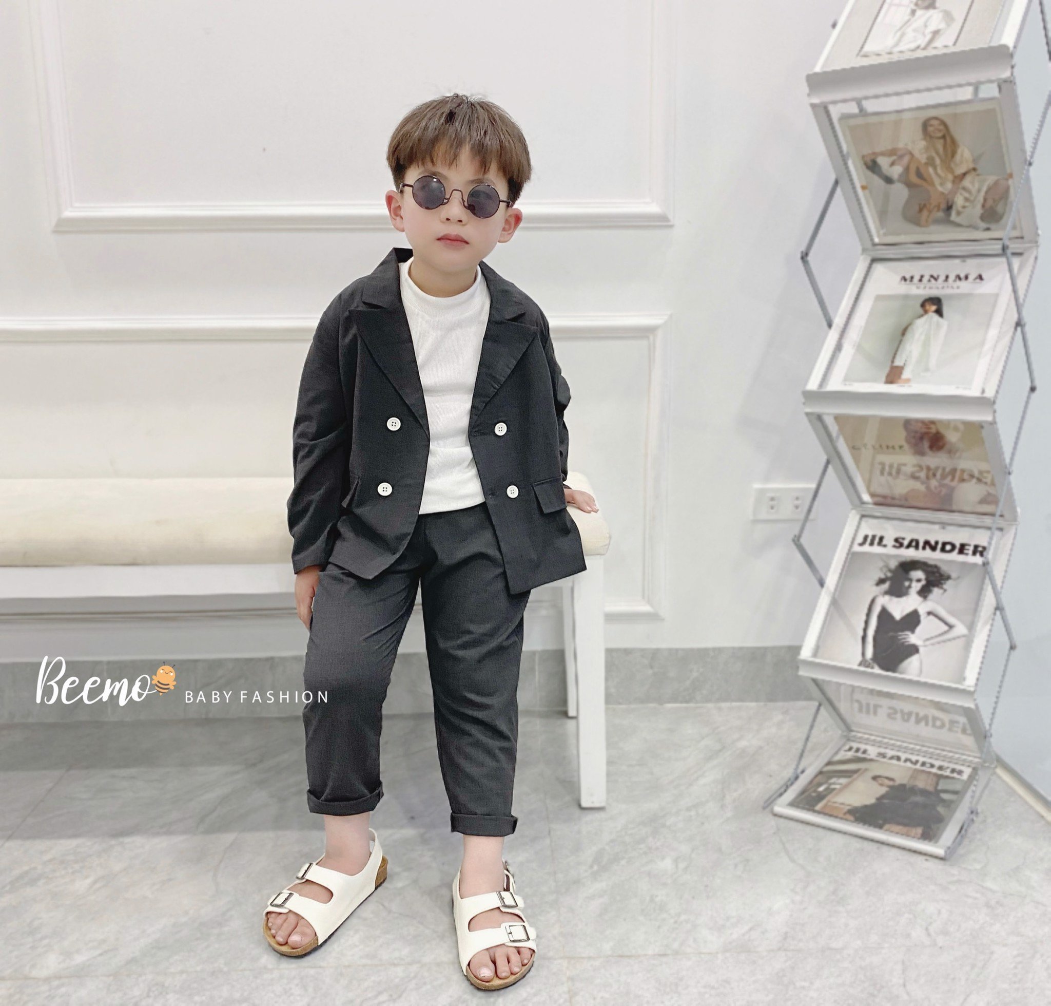 Bộ vest Beemo màu ghi đậm size 80 - 130