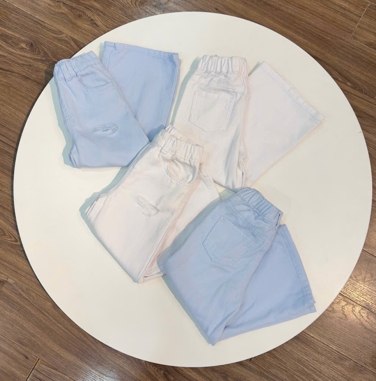 Quần jean rách mềm ống suông GGJJ dư xịn 2 màu xanh/trắng bé gái size 1-8y