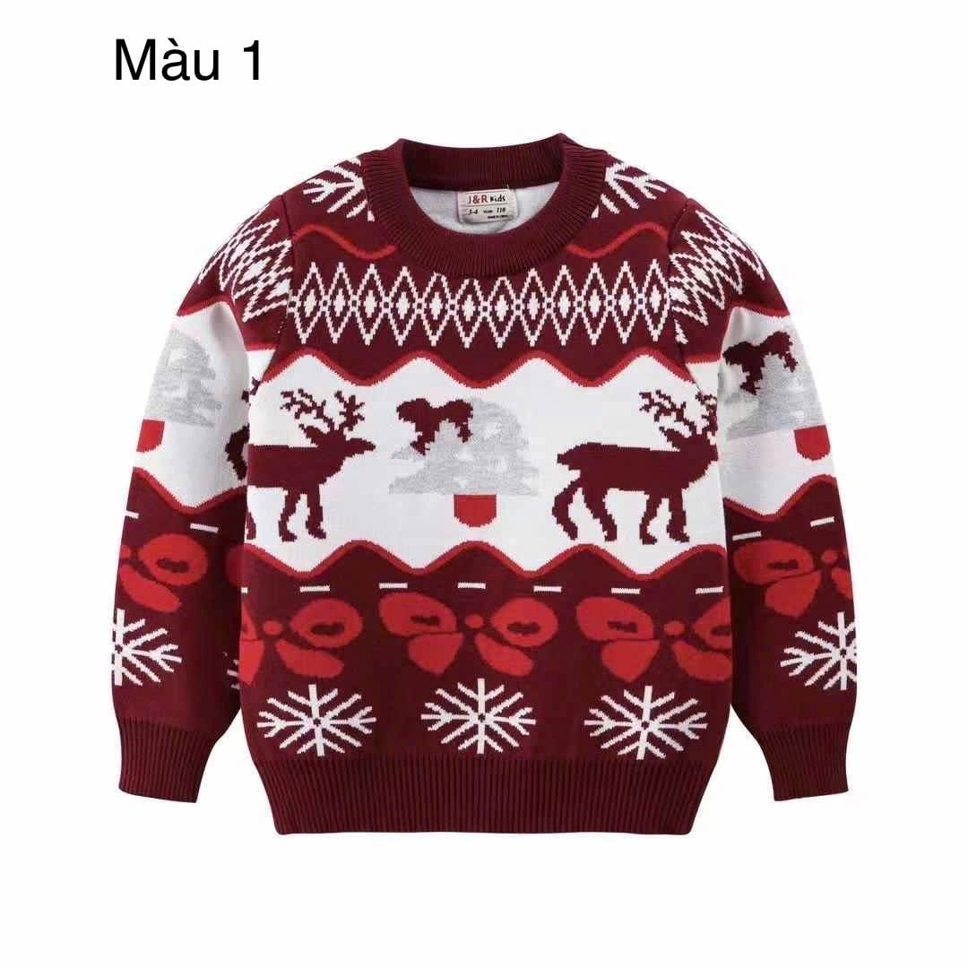 Áo len hoạ tiết Noel nhiều màu cho bé size 2-7y
