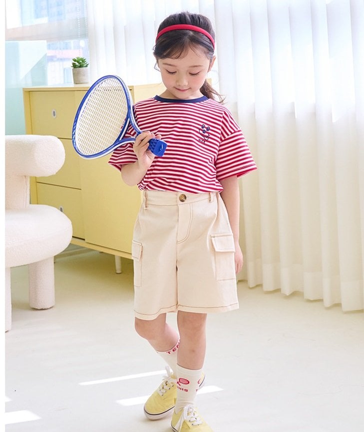 Quần short kaki Bebezoo túi hộp 2 màu kem/rêu BTBG size 100-150