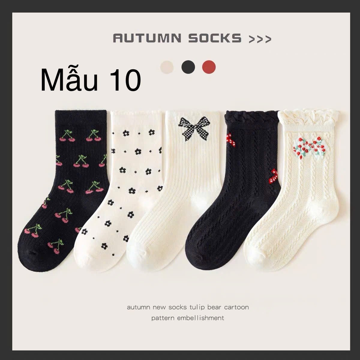 2024 - Set 5 tất Minliu Kids Socks nhiều hình Bé Gái size S - XL ( 2 - 15y )