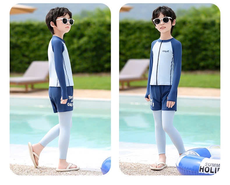 22031 - Bộ bơi YUKE dài tay, quần dài chống nắng cho bé trai size XL-6XL