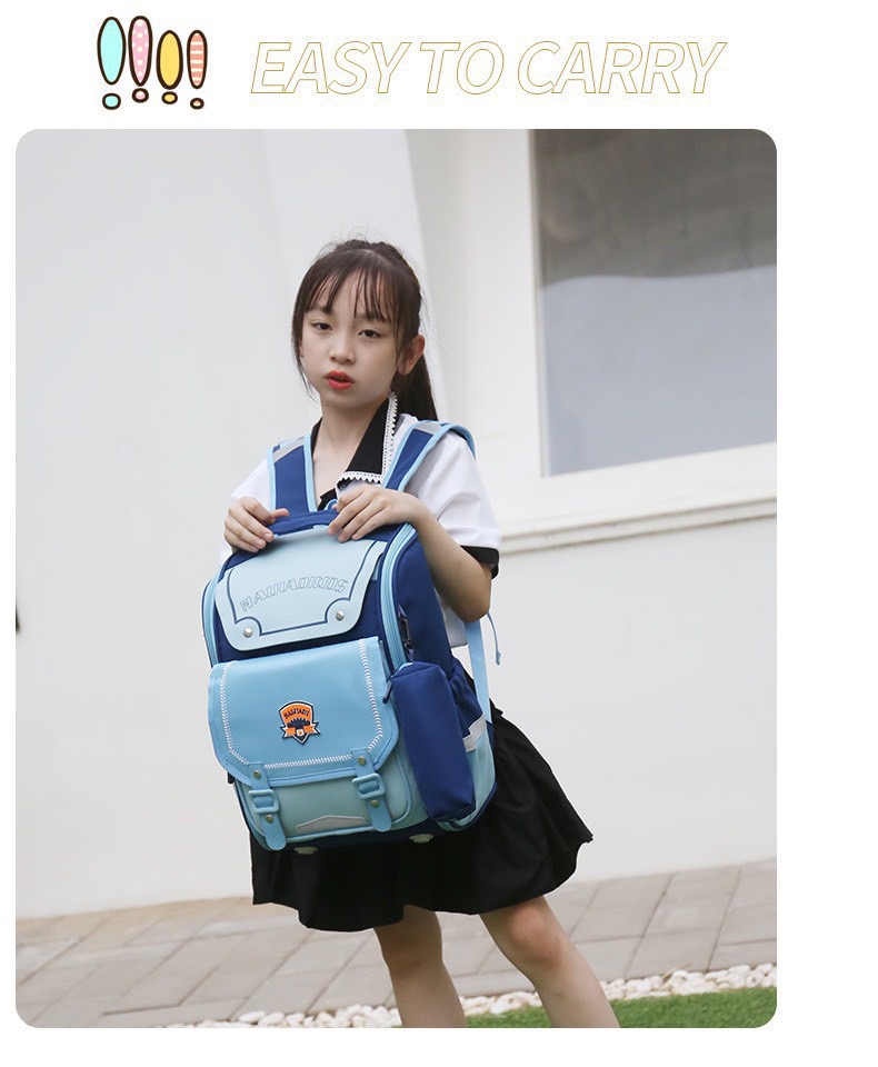 Balo, cặp sách chống gù siêu nhẹ chống thấm Naijadi Kids phối da nhiều màu BTBG tặng kèm hộp bút