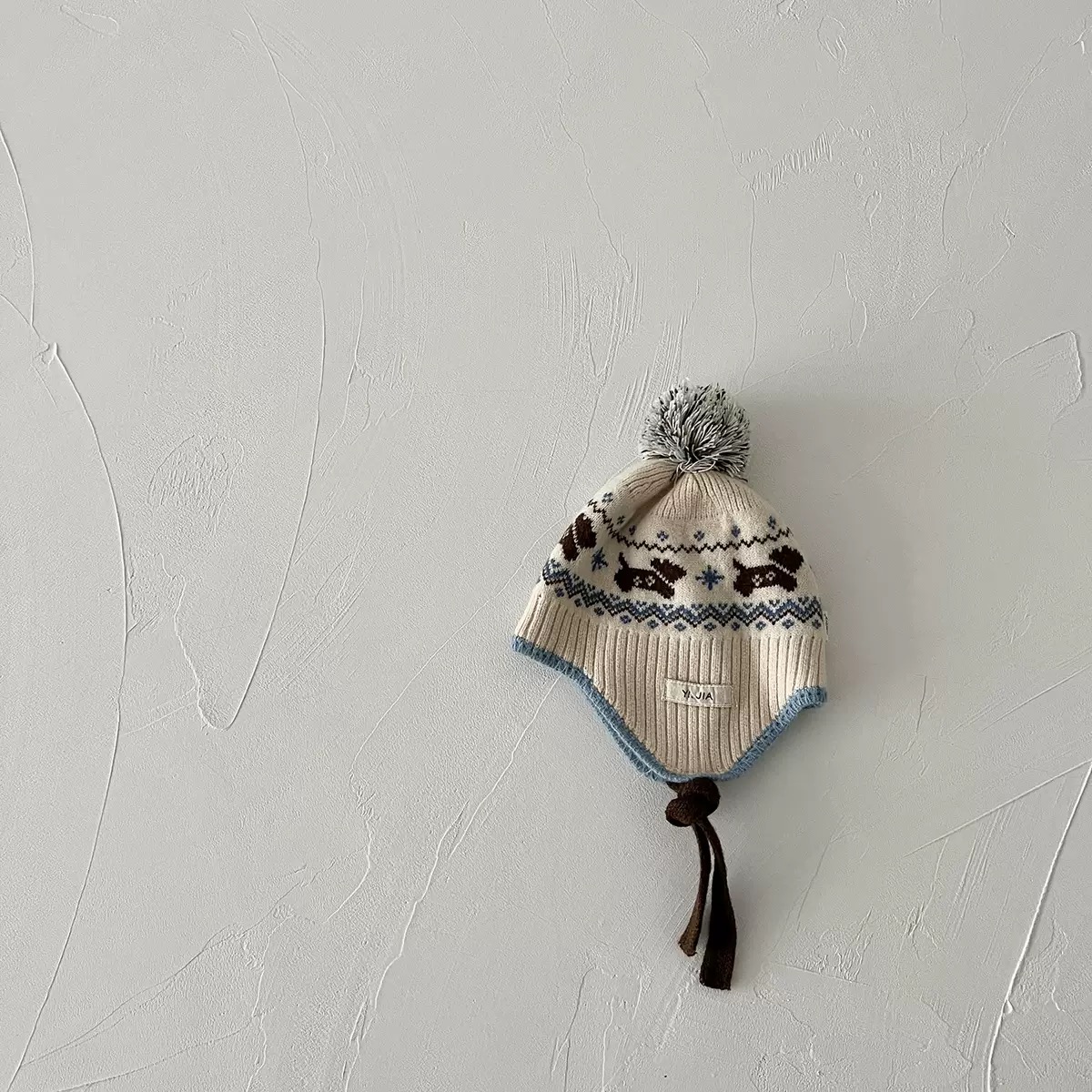 Mũ len chùm tai họa tiết cún nhiều màu cho bé size 1-4y