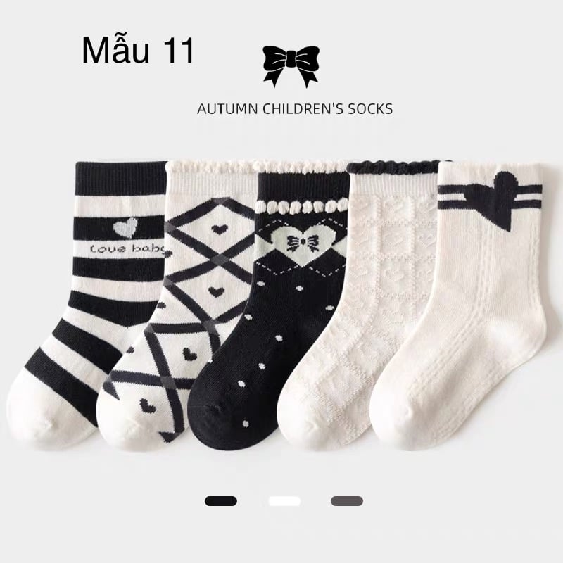 SH2511PK01 - Set 5 đôi tất Minliu Kidsocks dành cho trẻ em, chất liệu cotton+polyester+spandex, NSX Man Luu Textile Company Limited