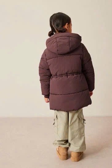 AK66 - Áo khoác phao màu đỏ mận rút eo cho bé size 4-16y