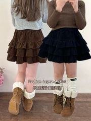 SH2512CV01 - Chân váy nhung xếp tầng thu đông cho bé gái, chất liệu nhung tăm cotton size 110-170, NSX Huzhou Zhili Kujun Clothing Co., Ltd