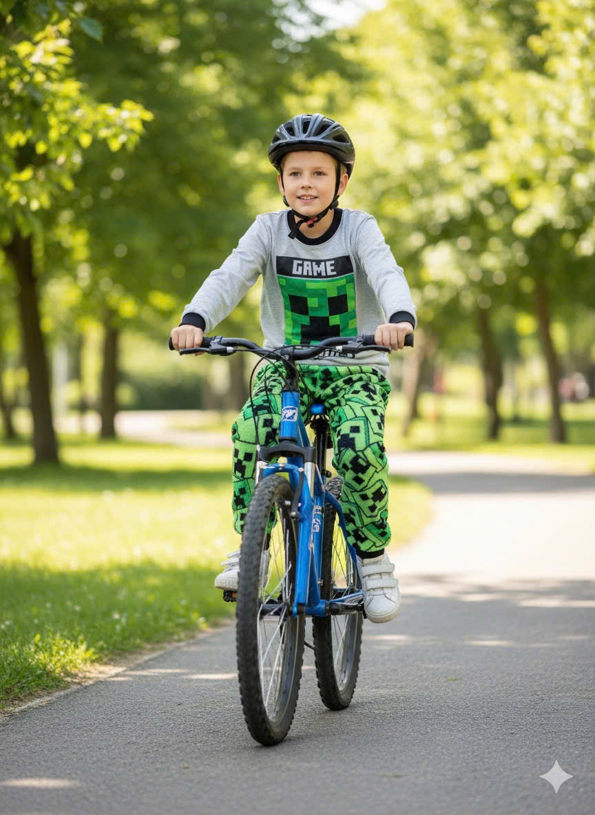 Bộ thun Minecraft màu ghi cho bé trai size 6-12y