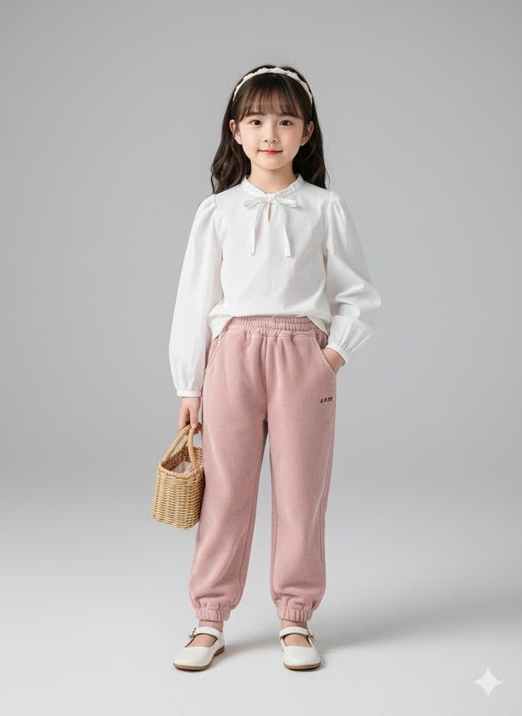 F99266 - Quần nhung hồng lót nỉ đại hàn siêu mềm cho bé size 120-160