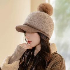 PK14 - Mũ mùa đông dệt kim đính cục bông nhiều màu cho Mẹ và bé lớn