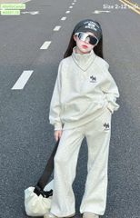 M5557 - Set bộ Mia Kids nỉ 2 da màu ghi cho bé size 2-12y